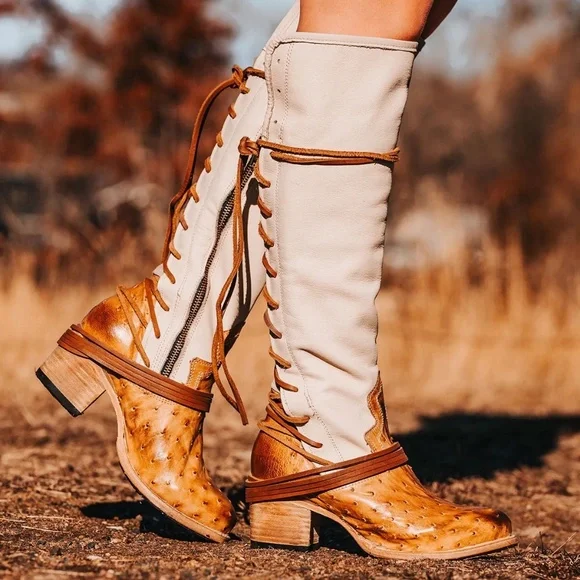 Freebird Genuine Ostrich Leather Boots Freebird Coal Boots In